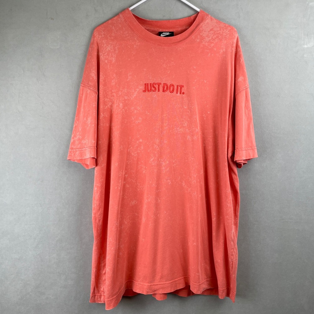 Nike JDI Just‎ Do It Graphic T Shirt Coral Mineral Wash Oversized Distressed L